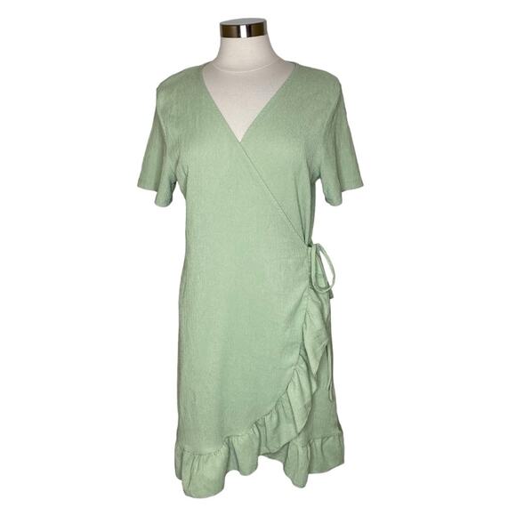 Vero Moda Vmhaya Short V-Neck Day Wrap Dress in Reseda Women’s Size XL NEW - Picture 14 of 14
